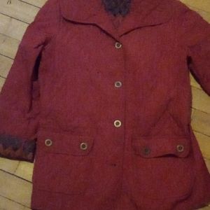 Carole Little Red Quilted Button Down Closure Cuffs With Aztec Design On Inside